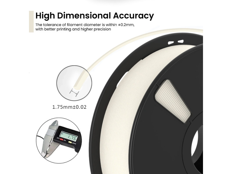 AlmightyFila 3D Printer Filament PLA+ Ivory 1.75 MM / 1 KG