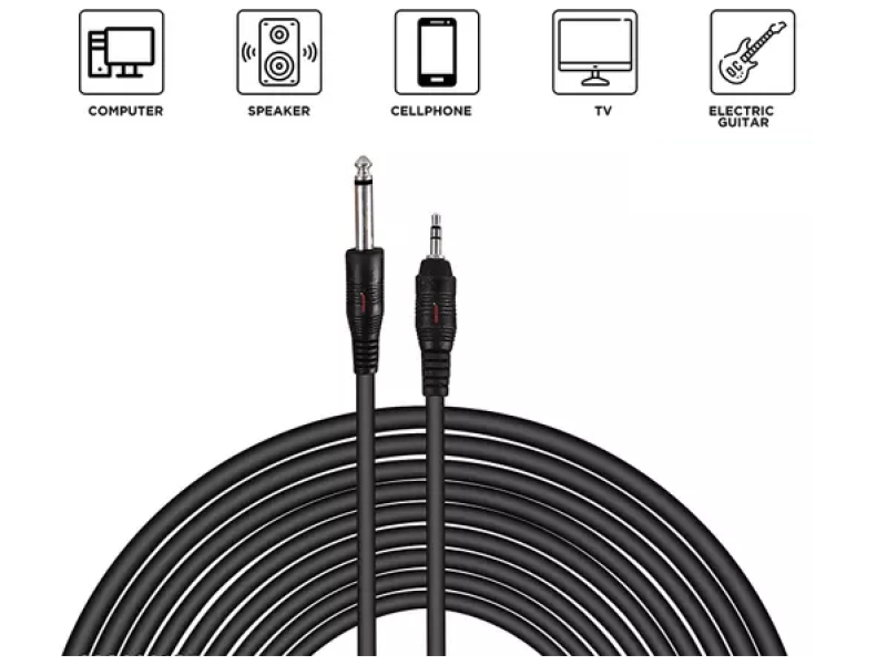 3.5 mm Stereo Male Audio Jack Amplifier Guitar PIN Cable for Mobile Computer to Keyboard, Mixers DJ Sound and other instruments