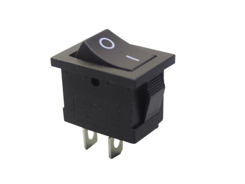 KCD-002 6Amp Rectangle Small Rocker 2 Pin ON-OFF Black Button Black Housing (Pack Of 5)