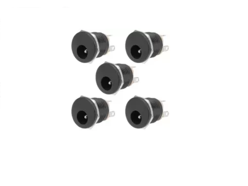 DC Power Jack Panel Mountable Female Connector 3 Pin 12mm Panel hole (Pack Of 5)