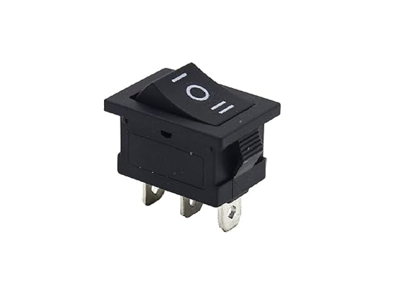 Rocker Switch SPDT ON-ON 3Pin Black Button Black Housing KCD1 12mm x18mm Panel Hole (Pack Of 2)