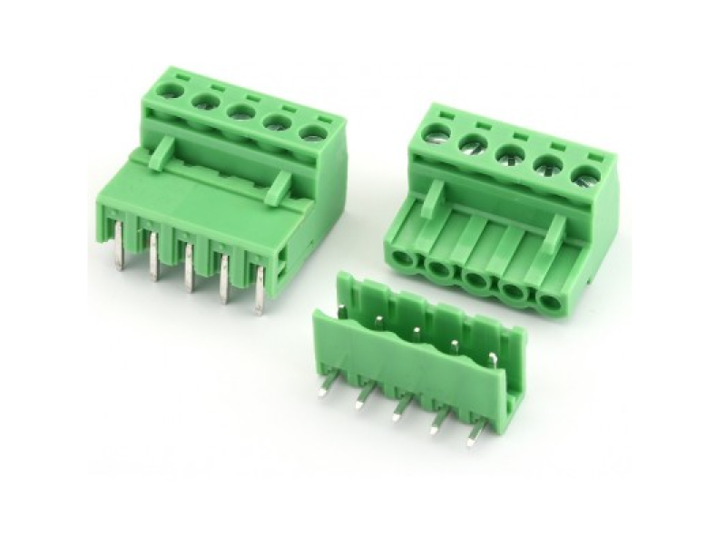 XY2500 / ZB2500 - 5 pin Male & Female Pluggable Terminal Connector Right Angle -Pitch 5.08mm (Pack Of 2)