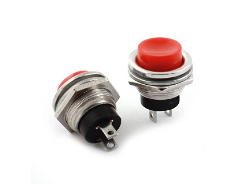 Momentary Red Push Reset Button Switch Panel Mount 2 Pin 3Amp 16mm Dia Panel Hole (Pack of 2)