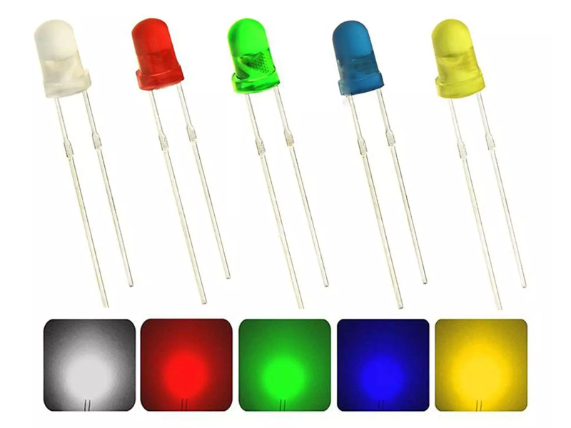LED Round Shape Through Hole Blue Red Yellow Green & White 3mm (Pack of 50)