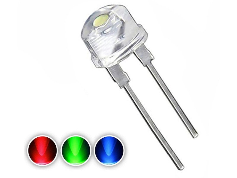8MM RGB LED Half Round Quick Flash Clear Transparent 2 Pin (Pack of 5)