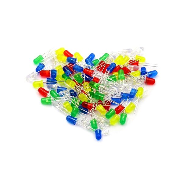 50 Pcs Assorted LEDs Set 5mm DIP (10 LEDs x White Yellow Red Green Blue)