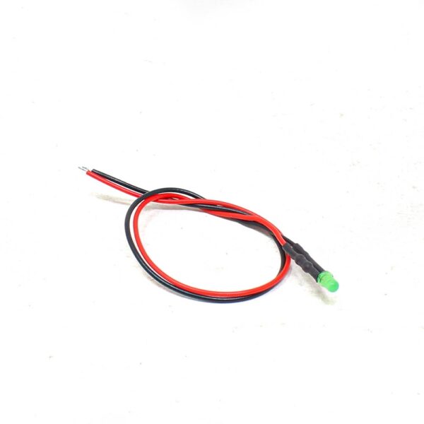 3V 5MM Green LED Indicator Light with Cable (Pack of 5)