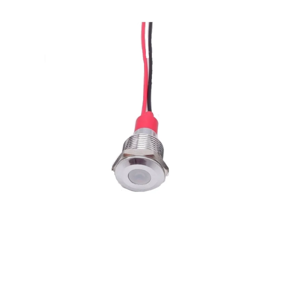 White 10-24V 6mm LED Metal Indicator Light with 15CM Cable