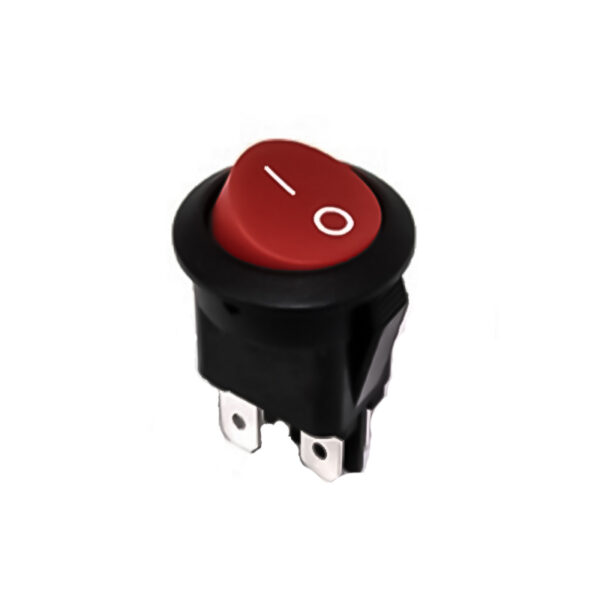 6A 250V AC DPST ON-OFF Red Round Rocker Switch