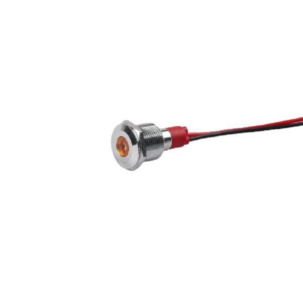 Yellow 10-24V 10mm LED Metal Indicator Light with 15CM Cable