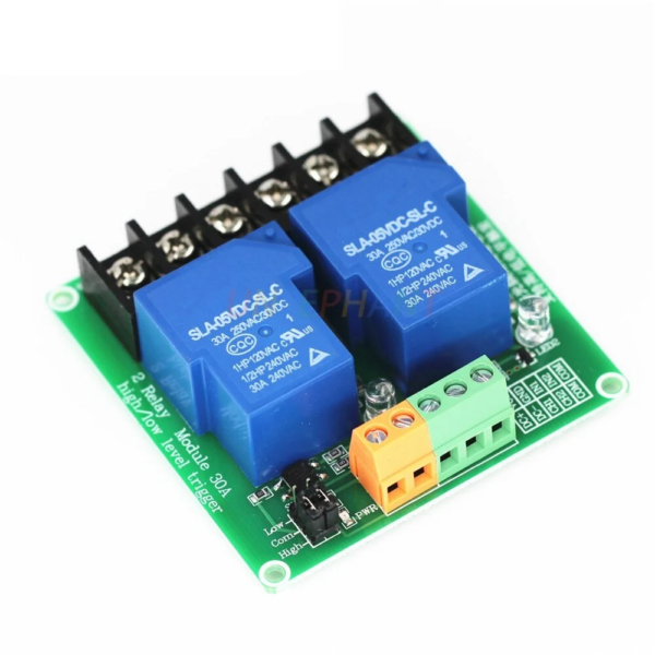 2 Channel Relay Module, 30A 5V Supports High and Low Trigger Optocoupler