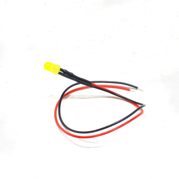 3V Yellow LED Indicator 5MM Light with Cable (Pack of 5)