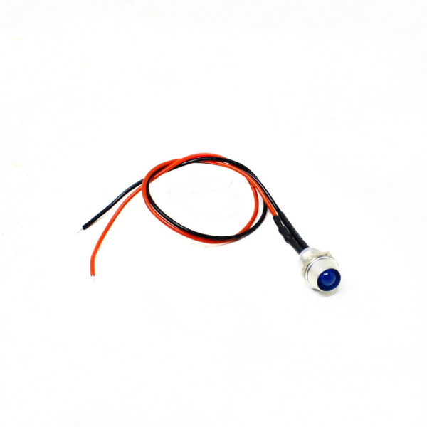 3V 5MM Blue LED Metal Indicator Light with 20CMCable