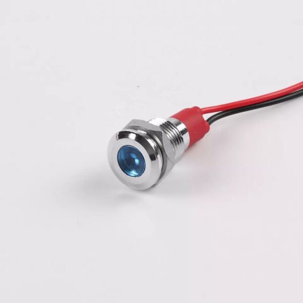 Blue 3-9V 12mm LED Metal Indicator Light with 15CM Cable