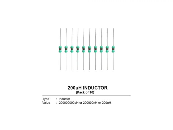 200 uH Color Ring DIP Inductor Axial (Pack of 10)