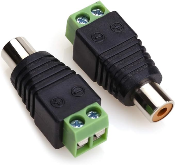 RCA Female Connectors Solderless Adapter, RCA Female seat for AV Screw Terminal Audio/Video Speaker (Pack of 2)