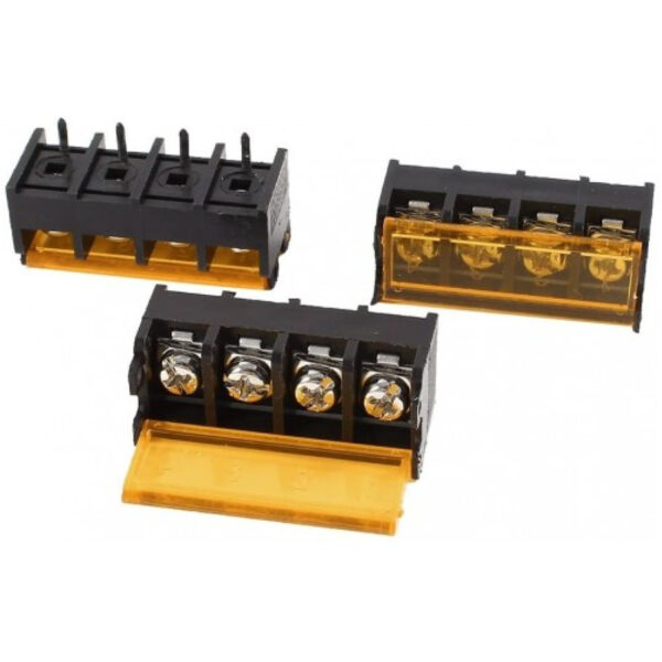 4 Pin Barrier Terminal Block Connector with Flap Cover Lid ? 9.5 mm (Pack of 2)