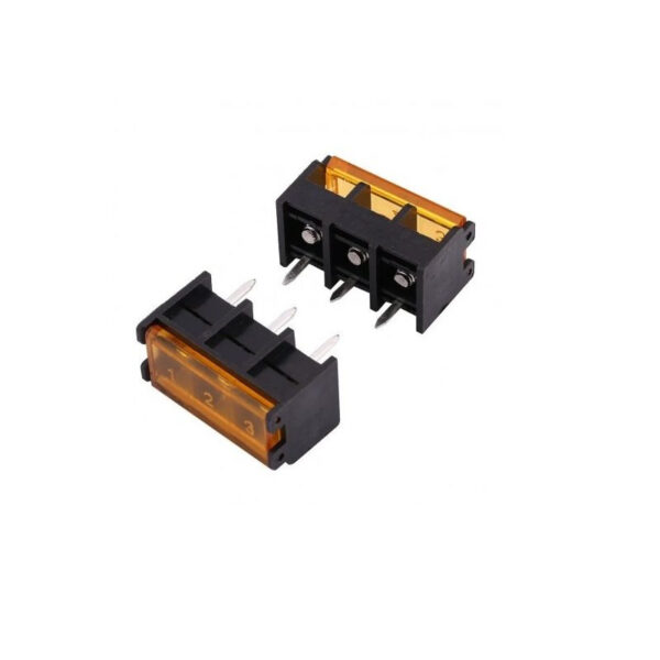 3 Pin Barrier Terminal Block Connector with Flap Cover Lid ? 9.5 mm (Pack of 2)