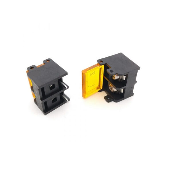 2 Pin Barrier Terminal Block Connector with Flap Cover Lid ? 9.5 mm (Pack of 2)