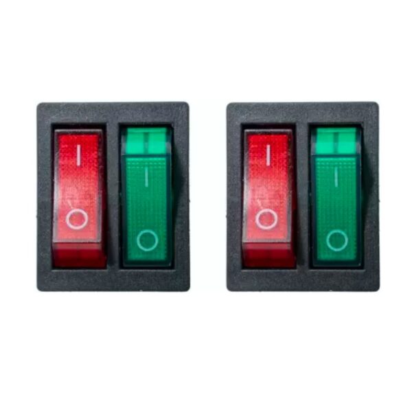 KCD6 AC 250V 15A SPST ON-OFF Red & Green Double Rocker Switch 4 Pin