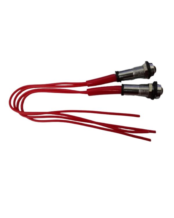 6MM Metal Indicator Light Signal Lamp 220V Red with 20CM Wire (Pack of 2)