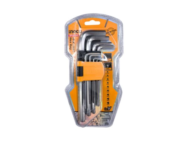 INGCO HHK11091 Hex L-Shaped Allen Key (Long Arm) Wrench 9pcs Set