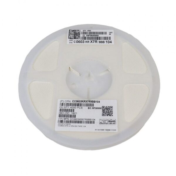 100nf 50V Capacitor 0603 SMD Package (Reel of 4000)