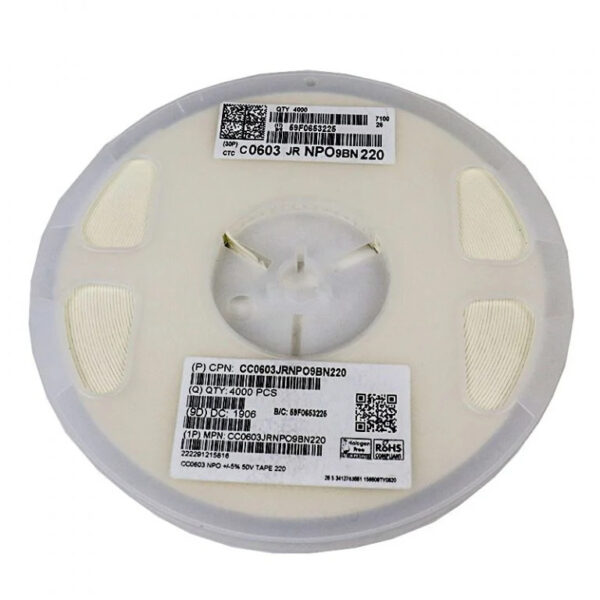 22pf 50v Capacitor 0603  SMD Package (Reel of 4000)