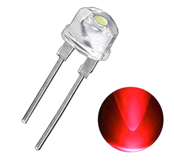 8MM Red Led Transparent/Clear Half Round (Pack of 5)