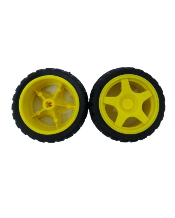 65mm Robot Wheel for BO Motors Plus shaped Shaft holder (Yellow)