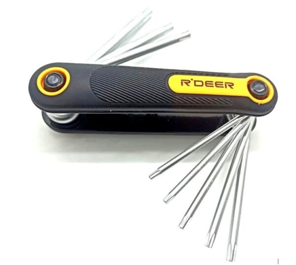 8 in 1 Metric Folding Hex Key Set R'deer Pocket Portable Bike Allen Wrench Kit Comfort Grip Hand Tool Sizes 1.5mm-8mm