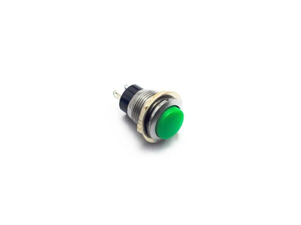 Normal SPST Green 12mm 2Pin Metal Body Push Button Switch (Pack of 2)