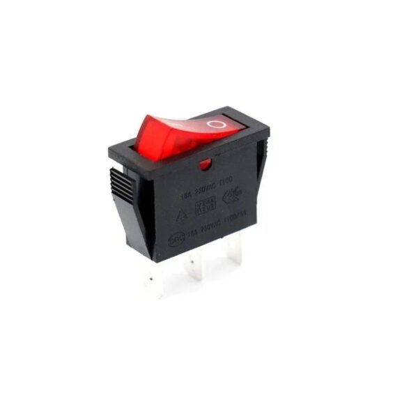 KCD3 AC 250V 16A SPDT ON-OFF Red Light Rocker Switch 3 Pin