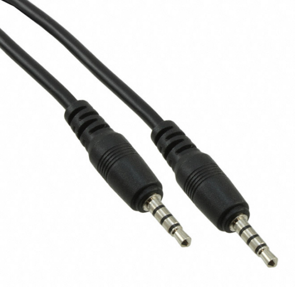 Audio Cable - 12 Inch - 3.5mm - AUX Cord for car TV or Phone - Male to Male - Black