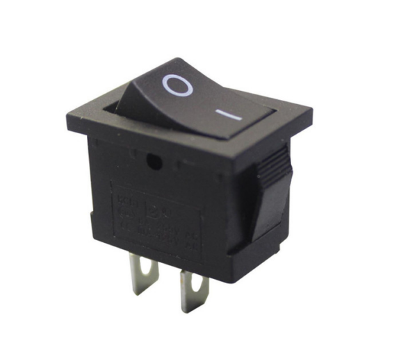 KCD-002 6Amp Rectangle Small Rocker 2 Pin ON-OFF Black Button Black Housing (Pack Of 5)