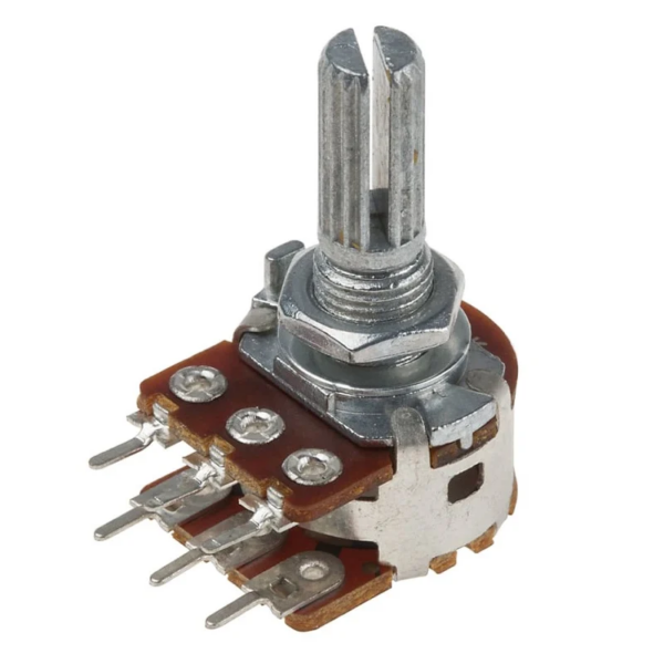 47K Ohm Rotatory Potentiometer  Dual Gang 6 Pin  6mm Metal Round Shaft (Pack Of 2)