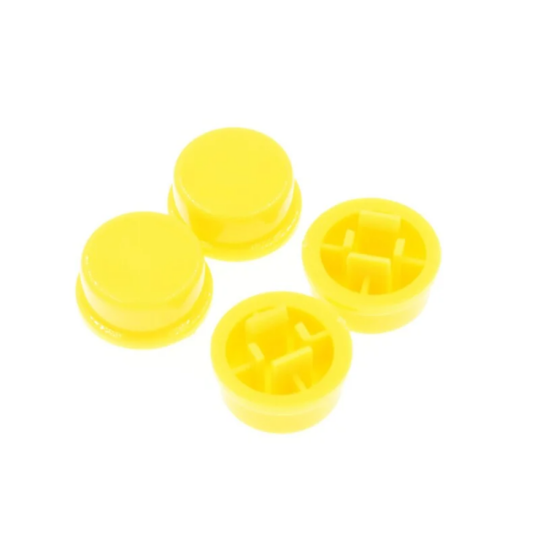 Round Cap for Momentary Tactile Push Button Switch 12x12x7.3mm Yellow (Pack of 5)