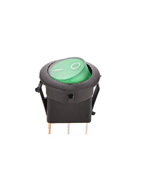 Round Rocker switch 6A 250V 2PIN Green led