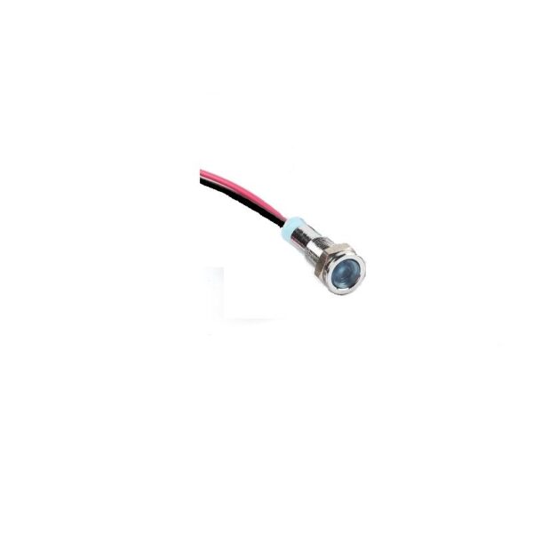 Blue 3-9V 8mm LED Metal Indicator Light with 15CM Cable