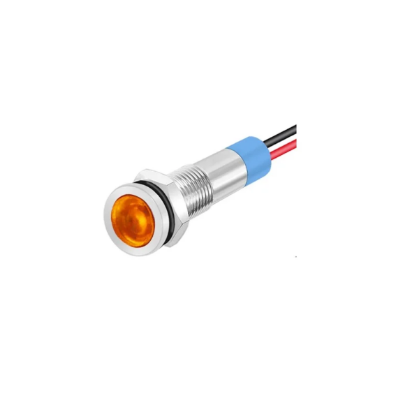 Yellow 10-24V 6mm LED Metal Indicator Light with 15CM Cable