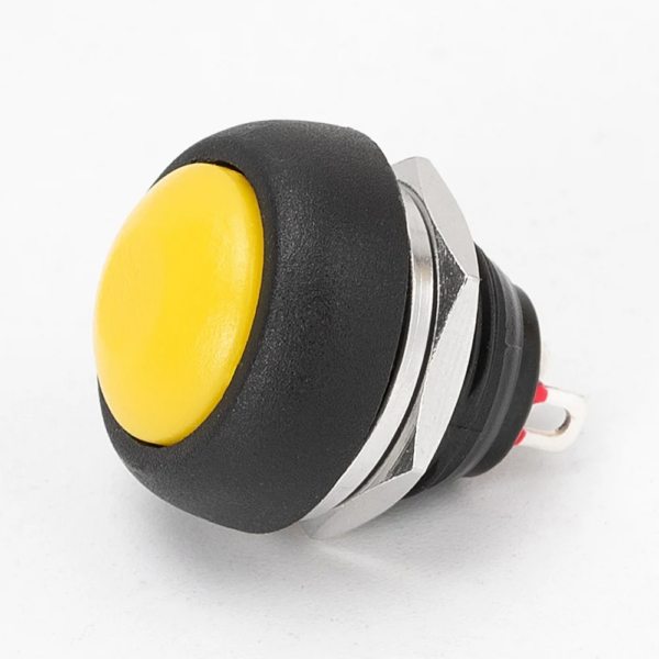 Yellow Waterproof PBS- 33B 12MM 2PIN Self-Reset Mini Round Push Button