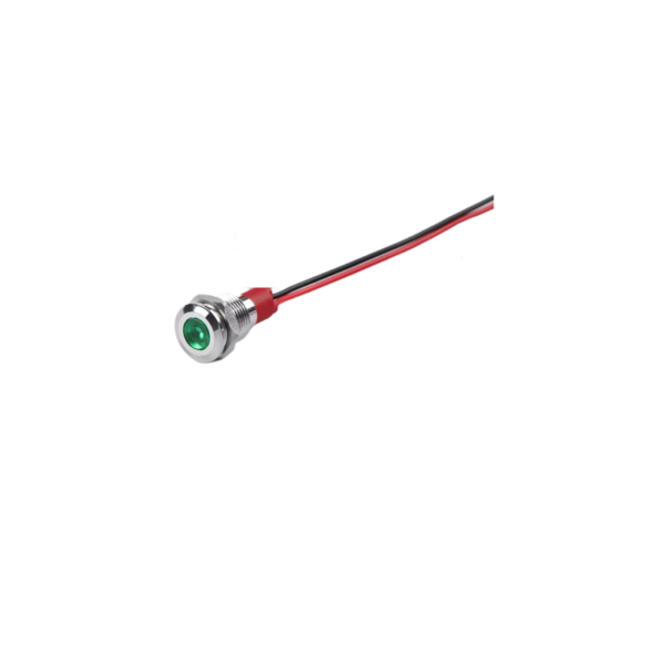 Green 10-24V 10mm LED Metal Indicator Light with 15CM Cable