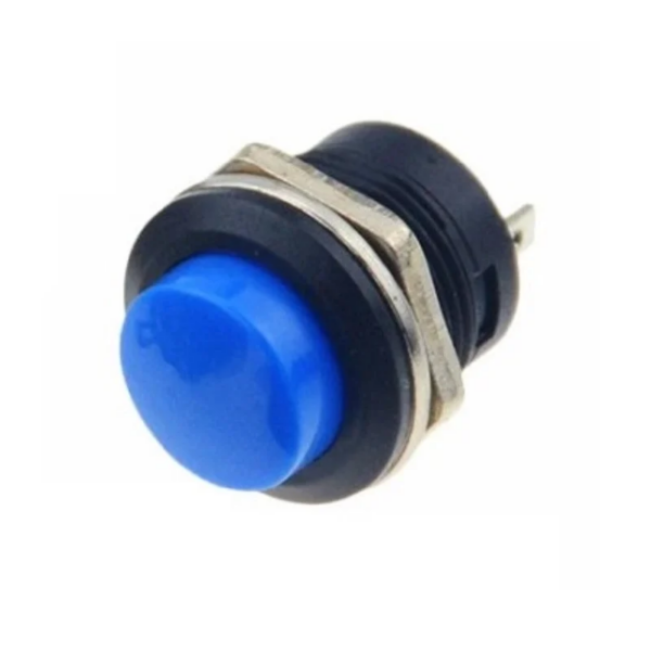 Momentary Blue Push Reset Button Switch Panel Mount 2 Pin 3Amp 16mm Dia Panel Hole with metal body (Pack Of 2)