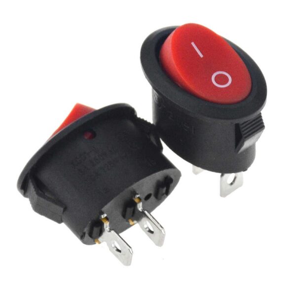 10A 250V AC SPST ON-OFF Red Oval Rocker Switch ? 2pcs.