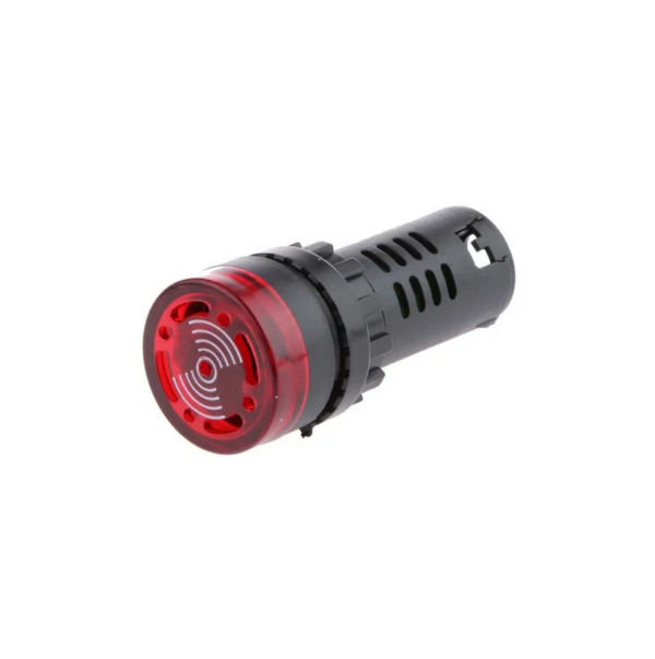 Red AC/DC220V 16mm AD16-16SM LED Signal Indicator Built-in Buzzer