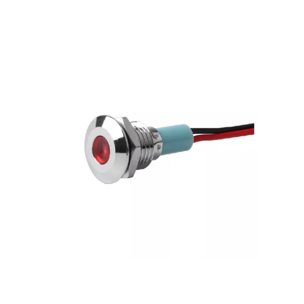 Red 10-24V 12mm LED Metal Indicator Light with 15 CM Cable