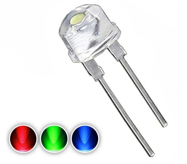 8MM RGB LED Half Round Quick Flash Clear Transparent 2 Pin (Pack of 5)