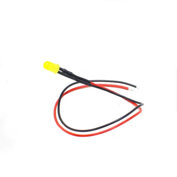 3V 8MM Yellow LED Indicator Light with Cable (Pack of 5)