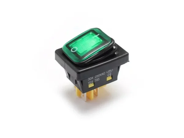 4 Pins 250V With Illuminated 16A DPST Rocker Switch Green